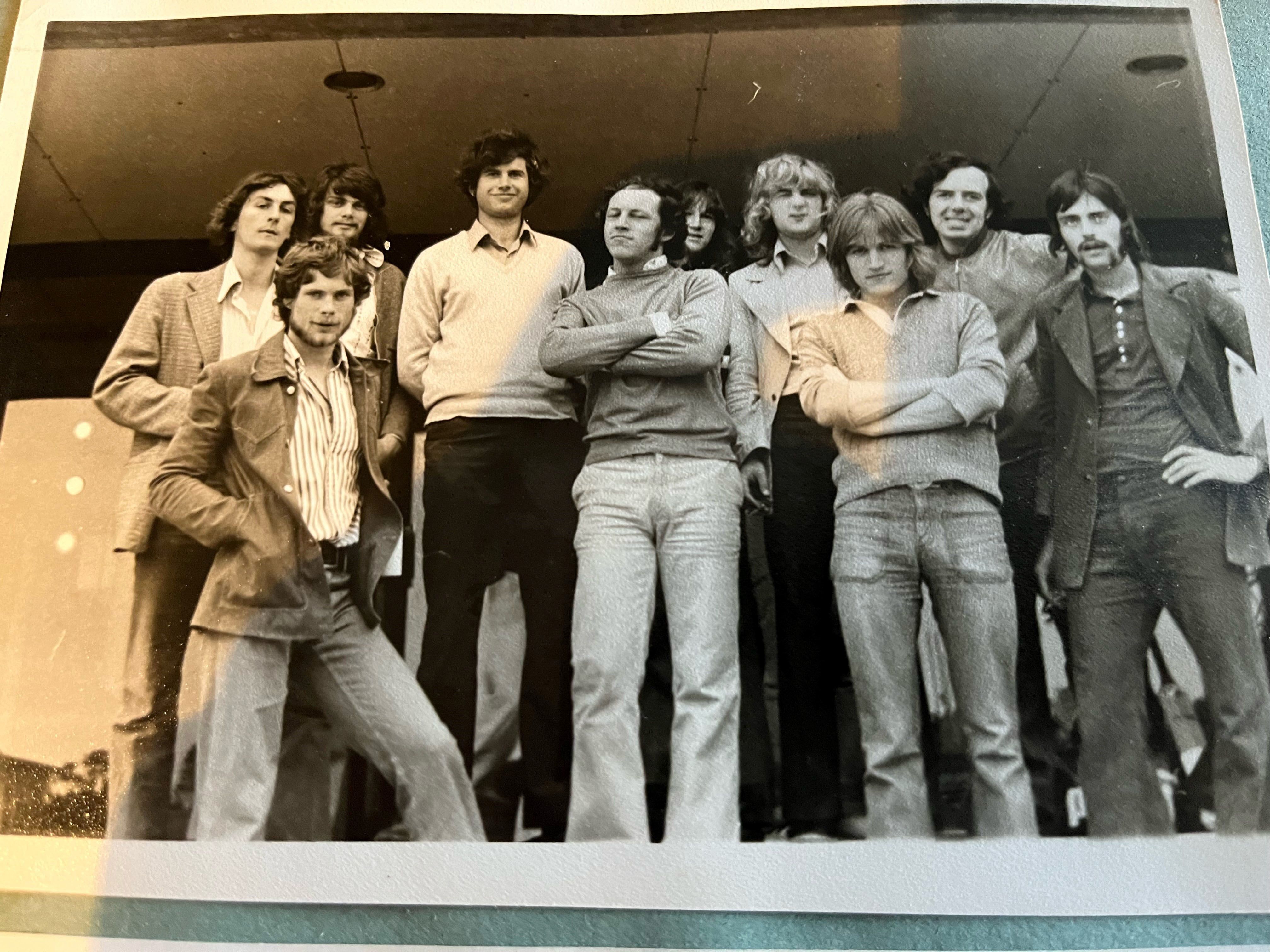 Black and white image of the UEA cricket team from the 1970s. They are not in their whites.
