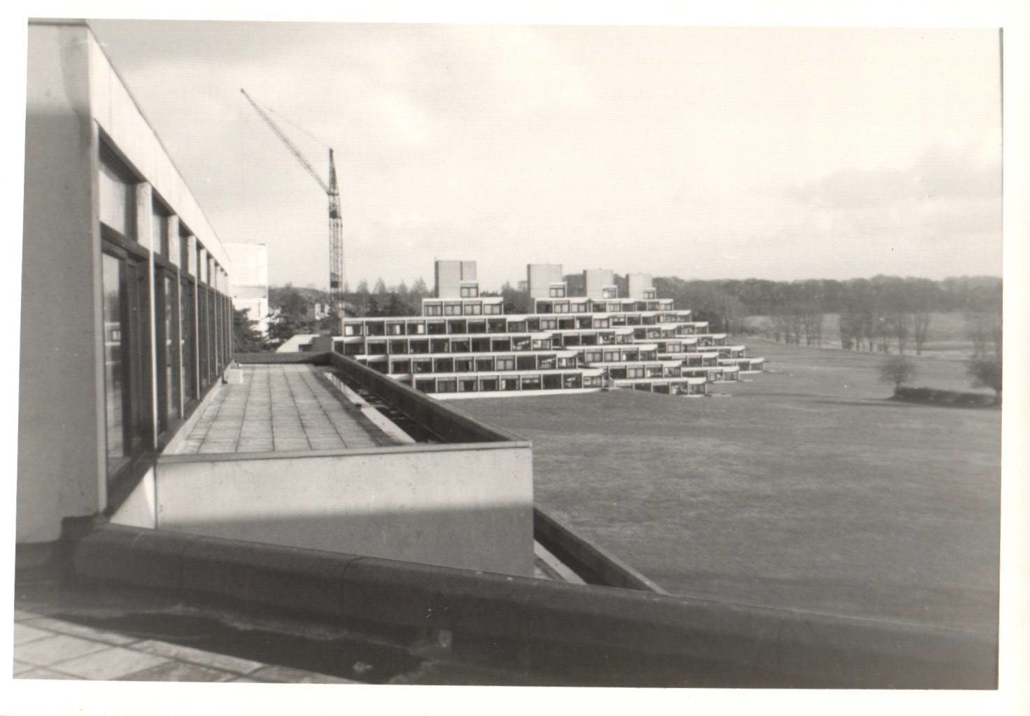Black and white photo of the Ziggurats from 1972