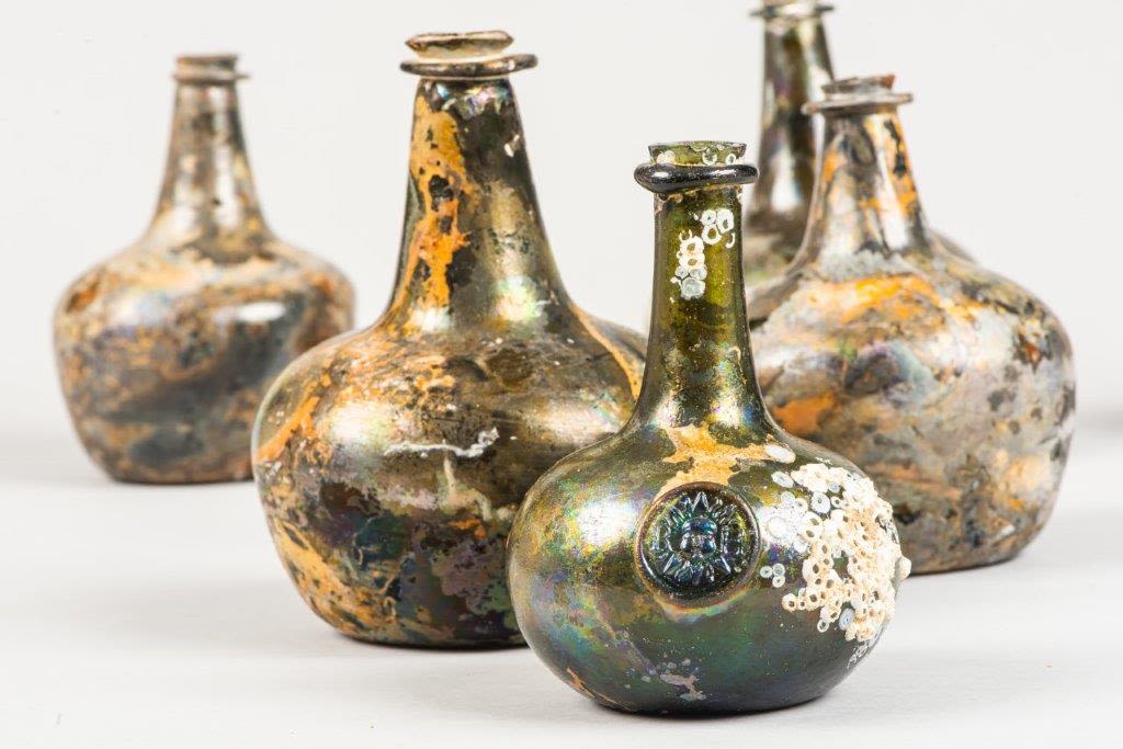 Selection of old glass bottles