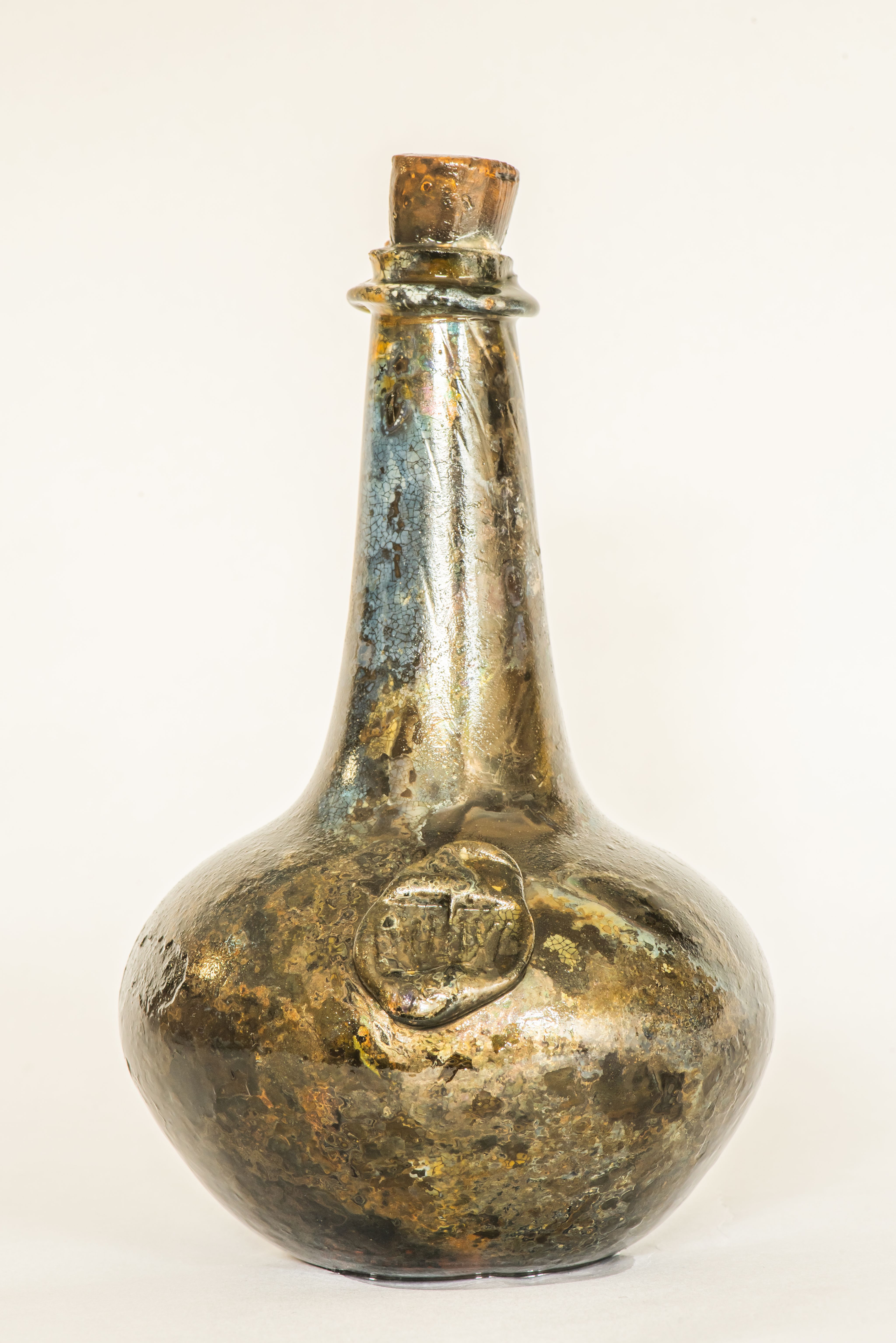 Preserved wine bottle with the cork in place