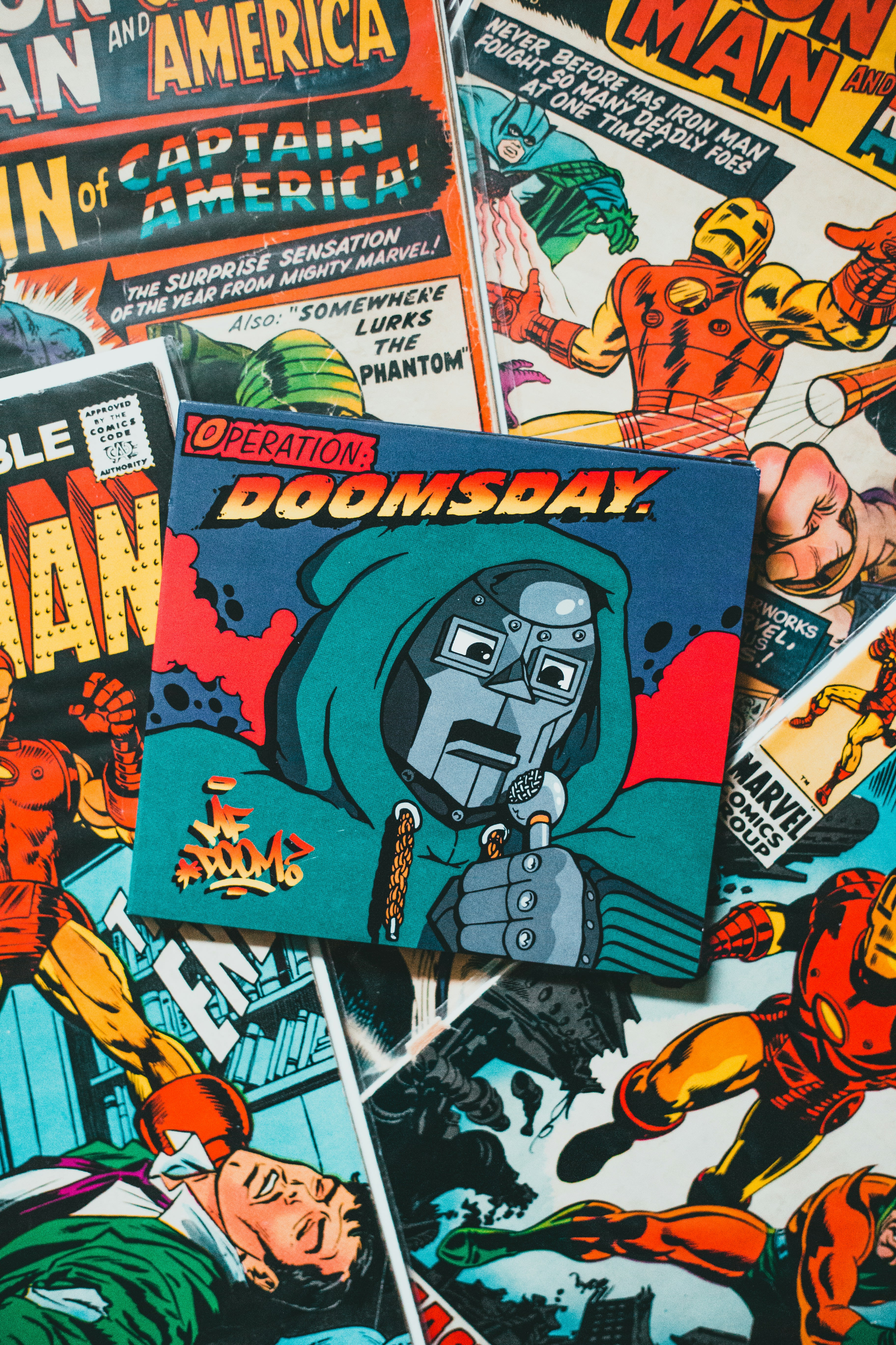A selection of vintage comics with Doctor Doom on the front