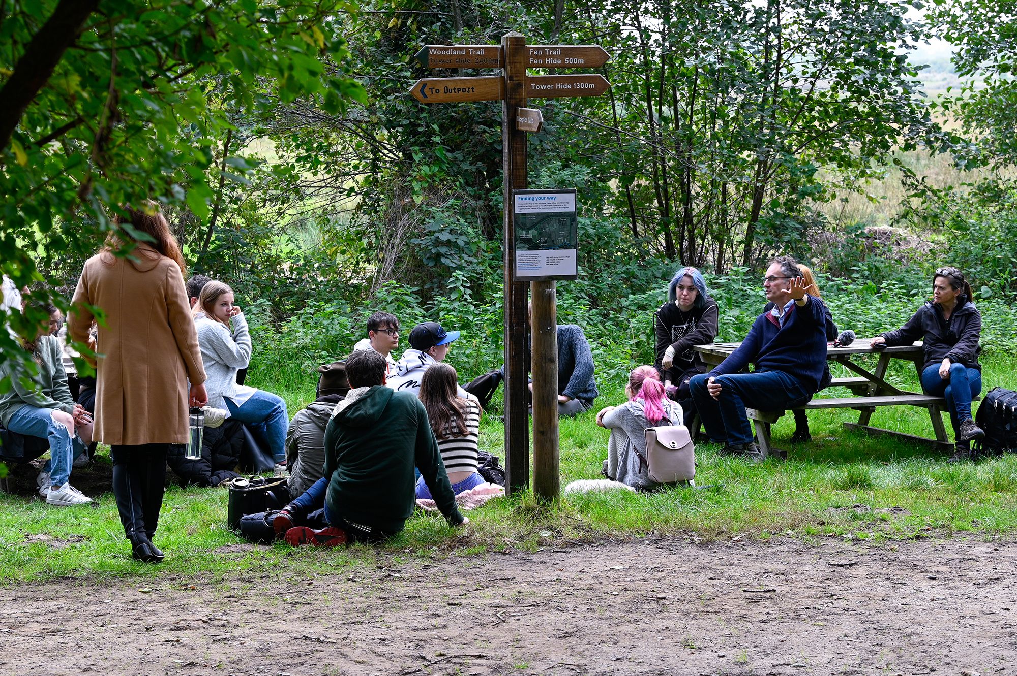 college group sat outdoors