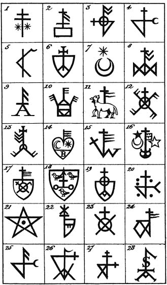 28 merchants' marks from medieval Norwich.