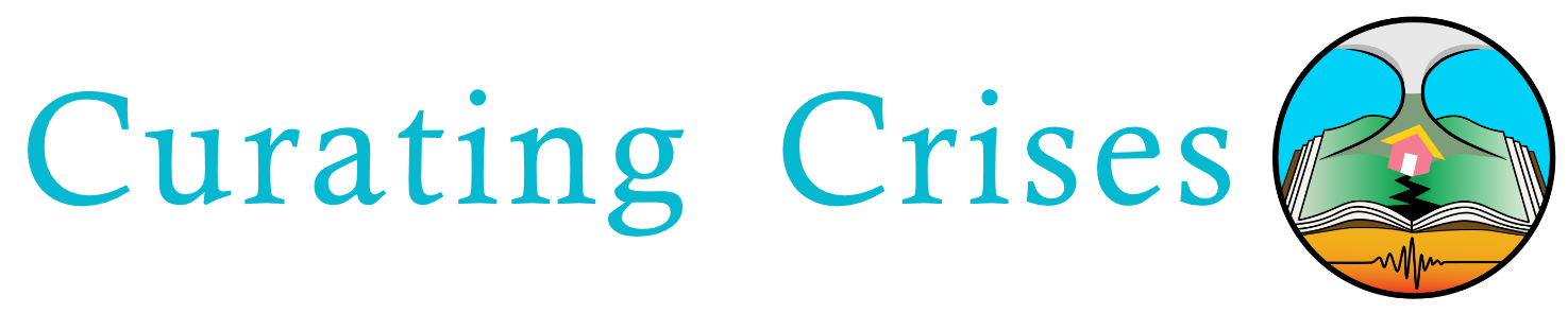 Logo with a book opening onto a volcano
