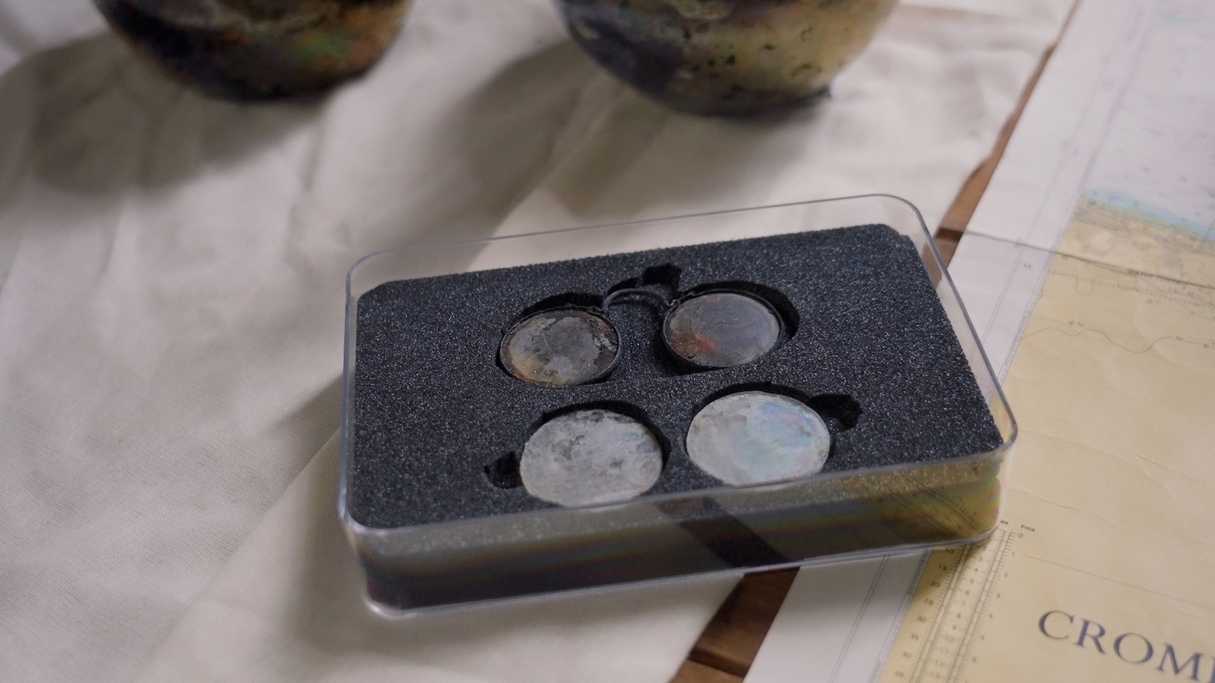 seventeenth century spectacles in a protective case